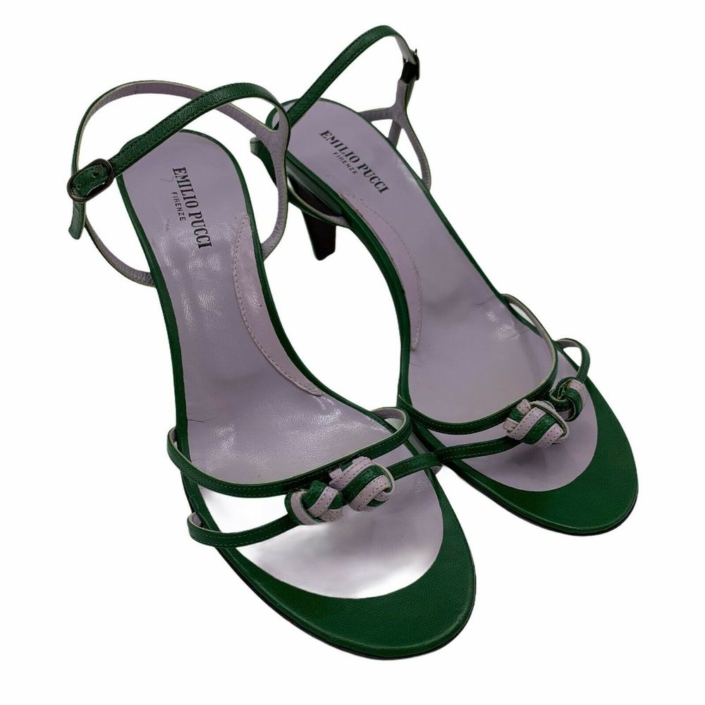 Emilio Pucci Green High Heels Leather Size 8.5